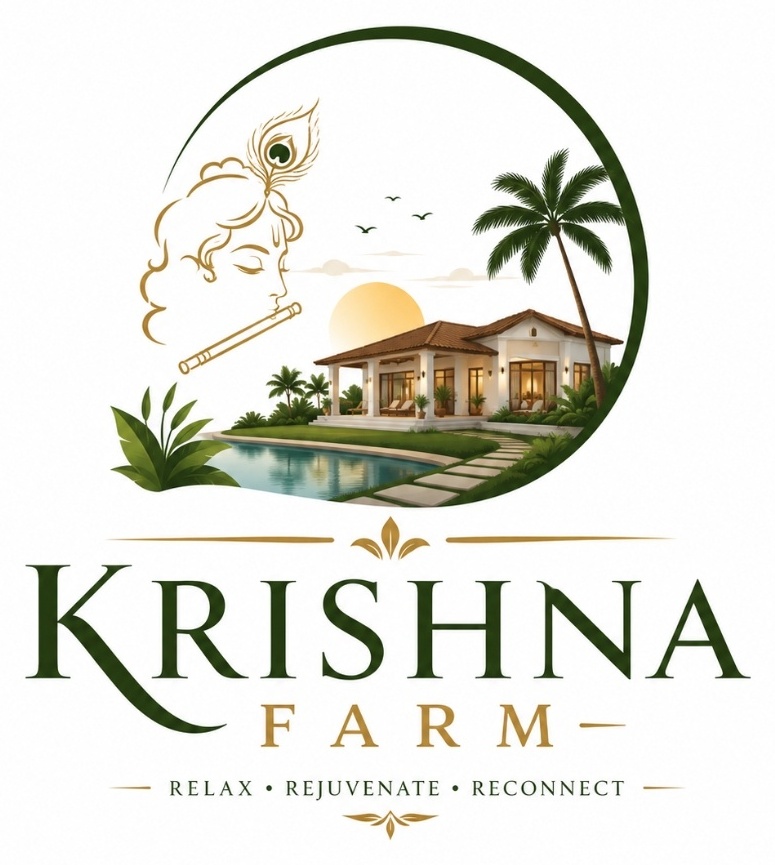 Krishna Farm Logo - Relax, Rejuvenate, Reconnect